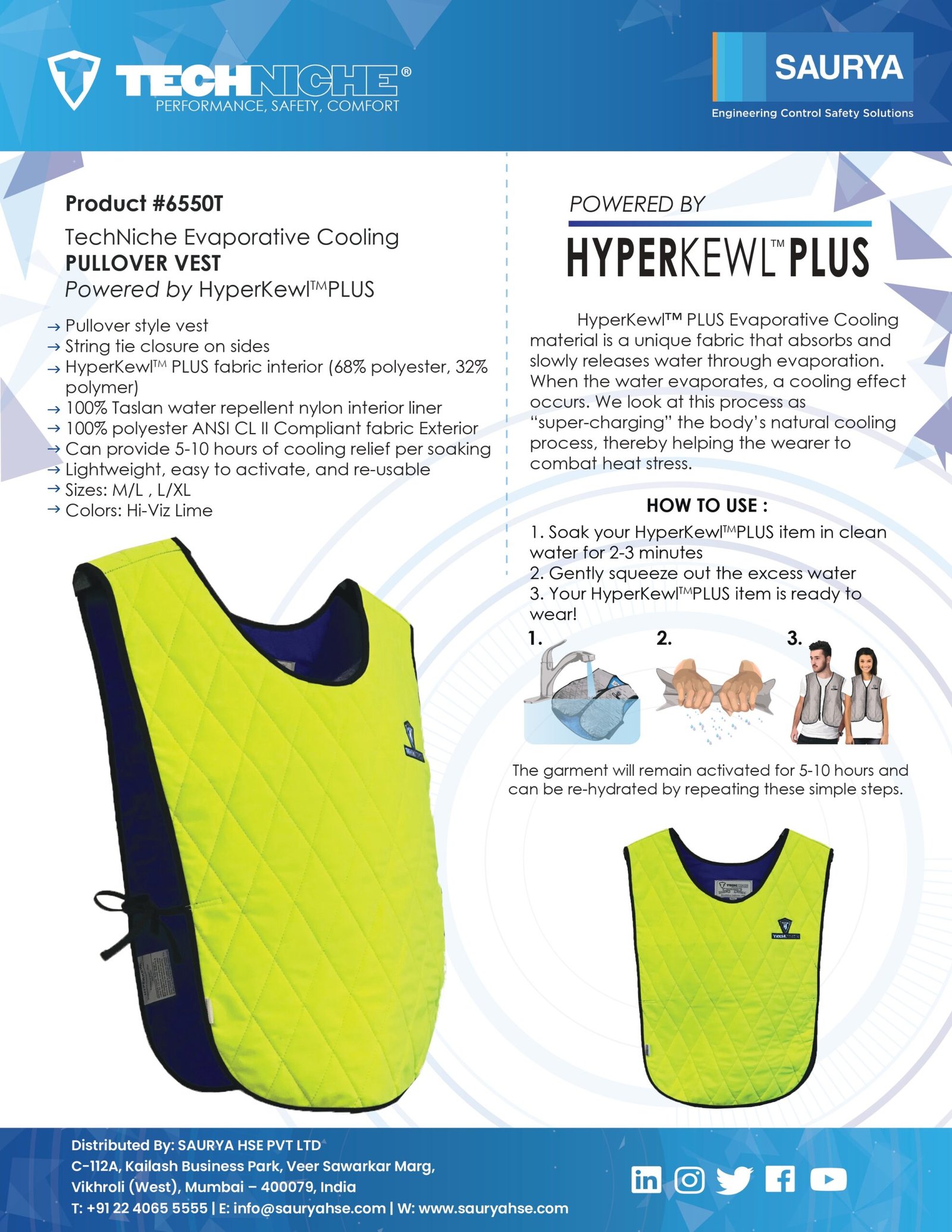 6550 Hyperkewl Cooling Vest for Summer