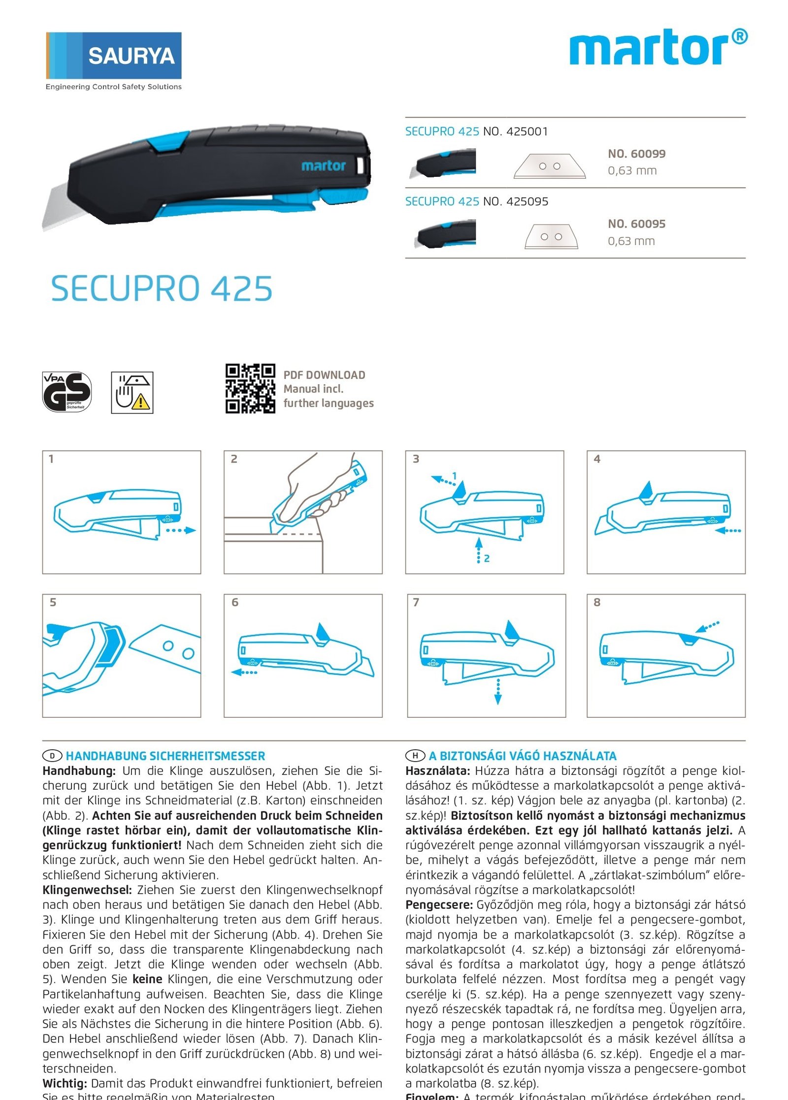 Martor Secupro 425 425001 Manual by Saurya Safety