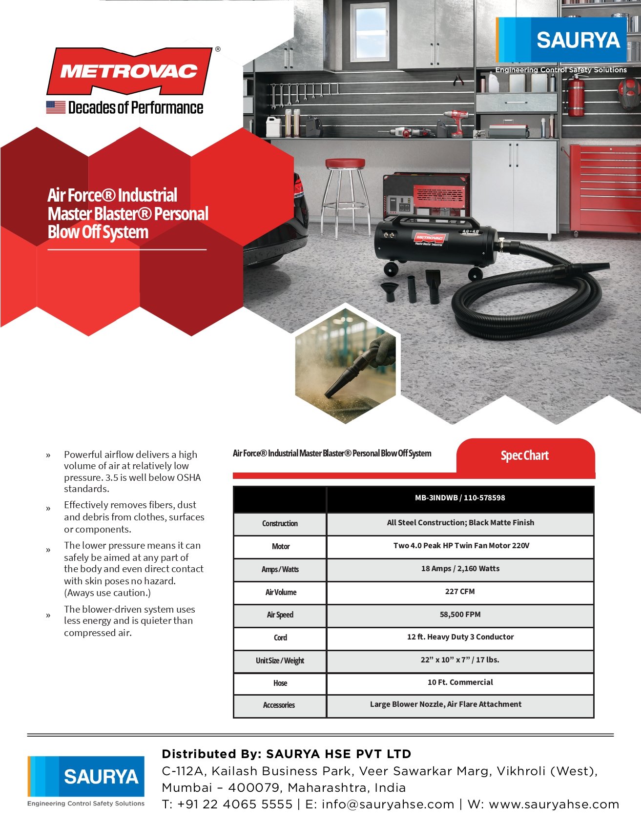 Metrovac industrial Blow Off system