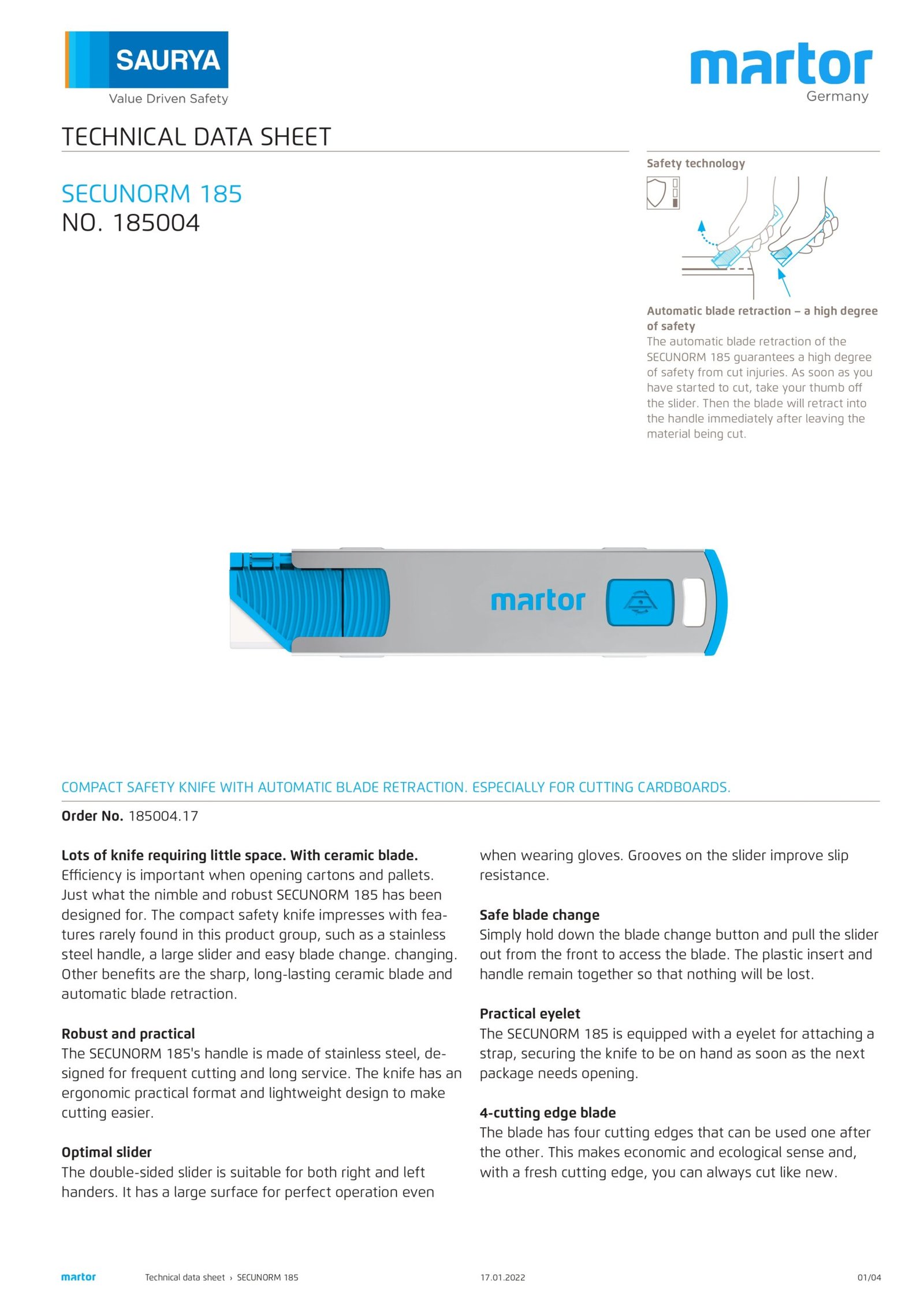 Resources Safety Cutter Secunorm 185 2