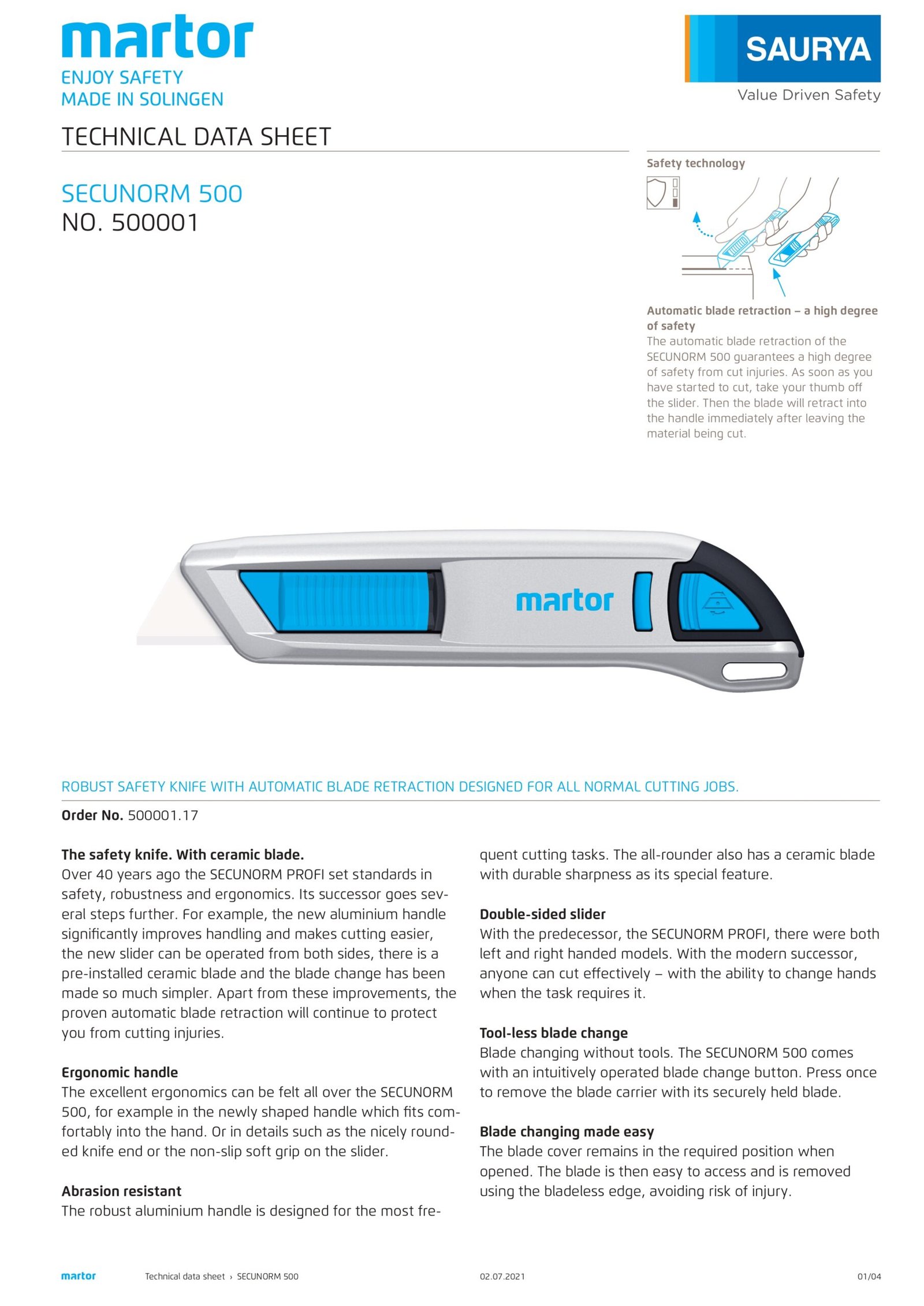 Resources Safety Cutter Secunorm 500 2