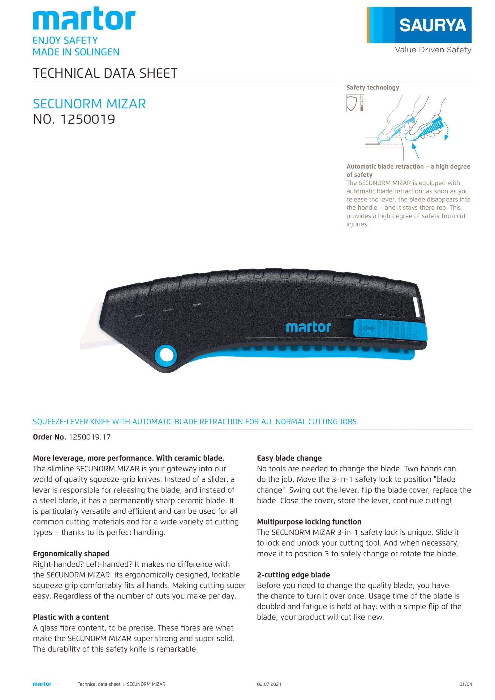 Resources Safety Cutter Secunorm Mizar 125 18