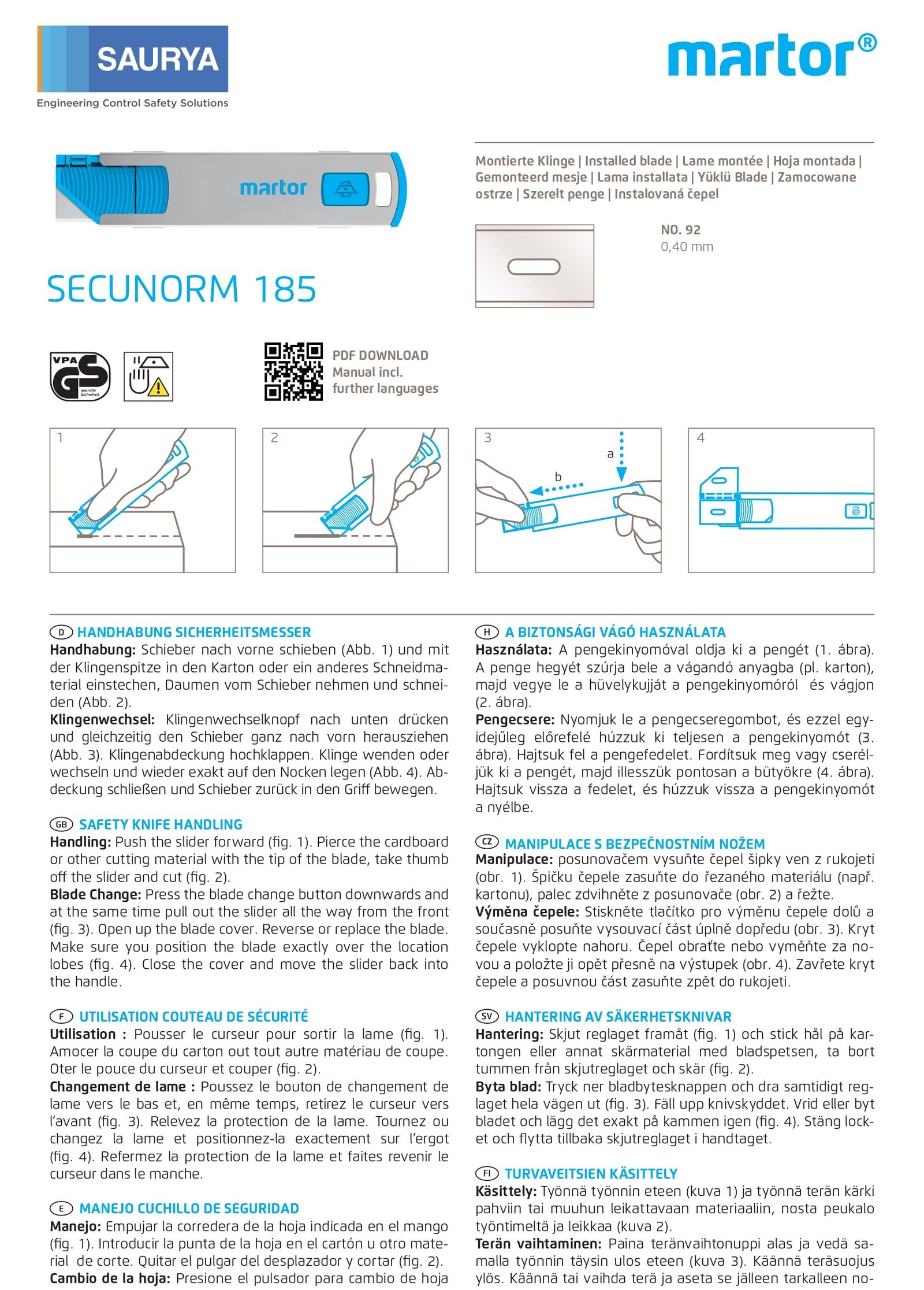 Resources Safety Cutter Secunorm 185 4