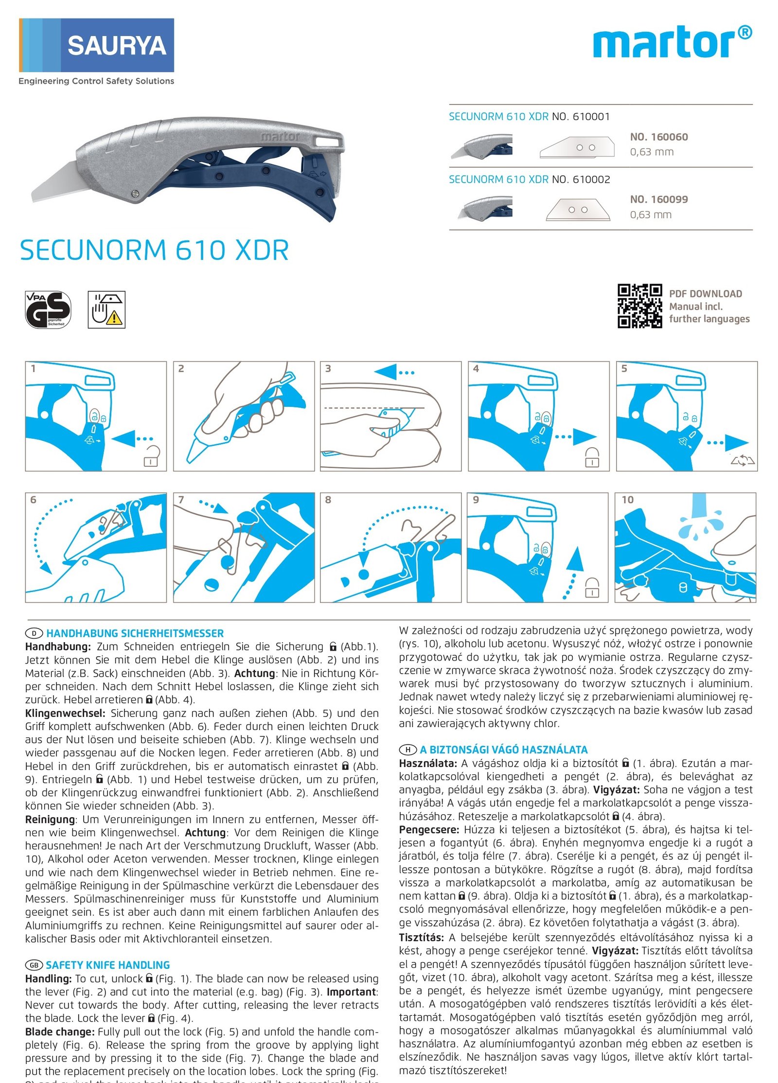Resources Safety Cutter Secunorm 610 XDR 6