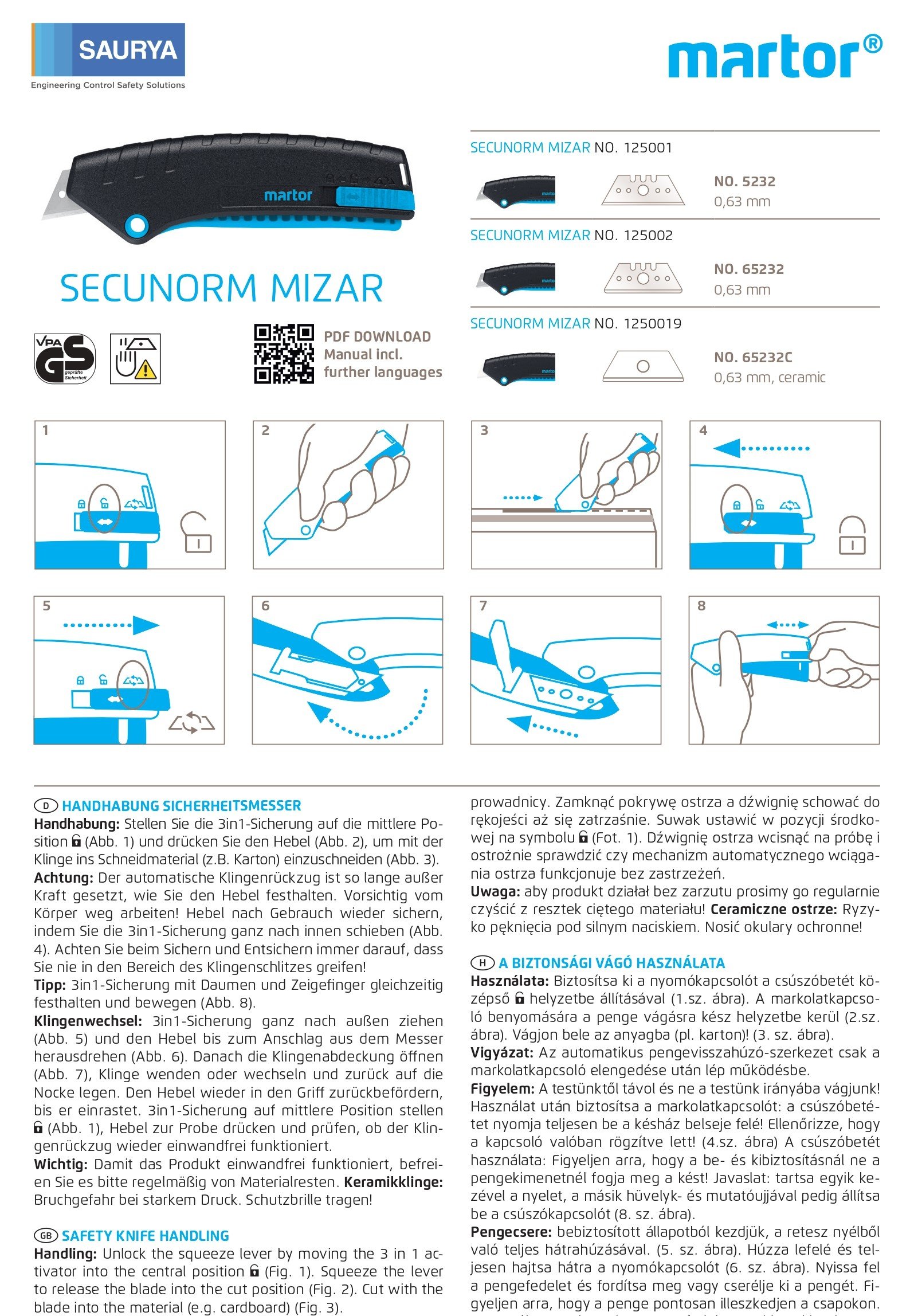 Resources Safety Cutter Secunorm Mizar 125 20