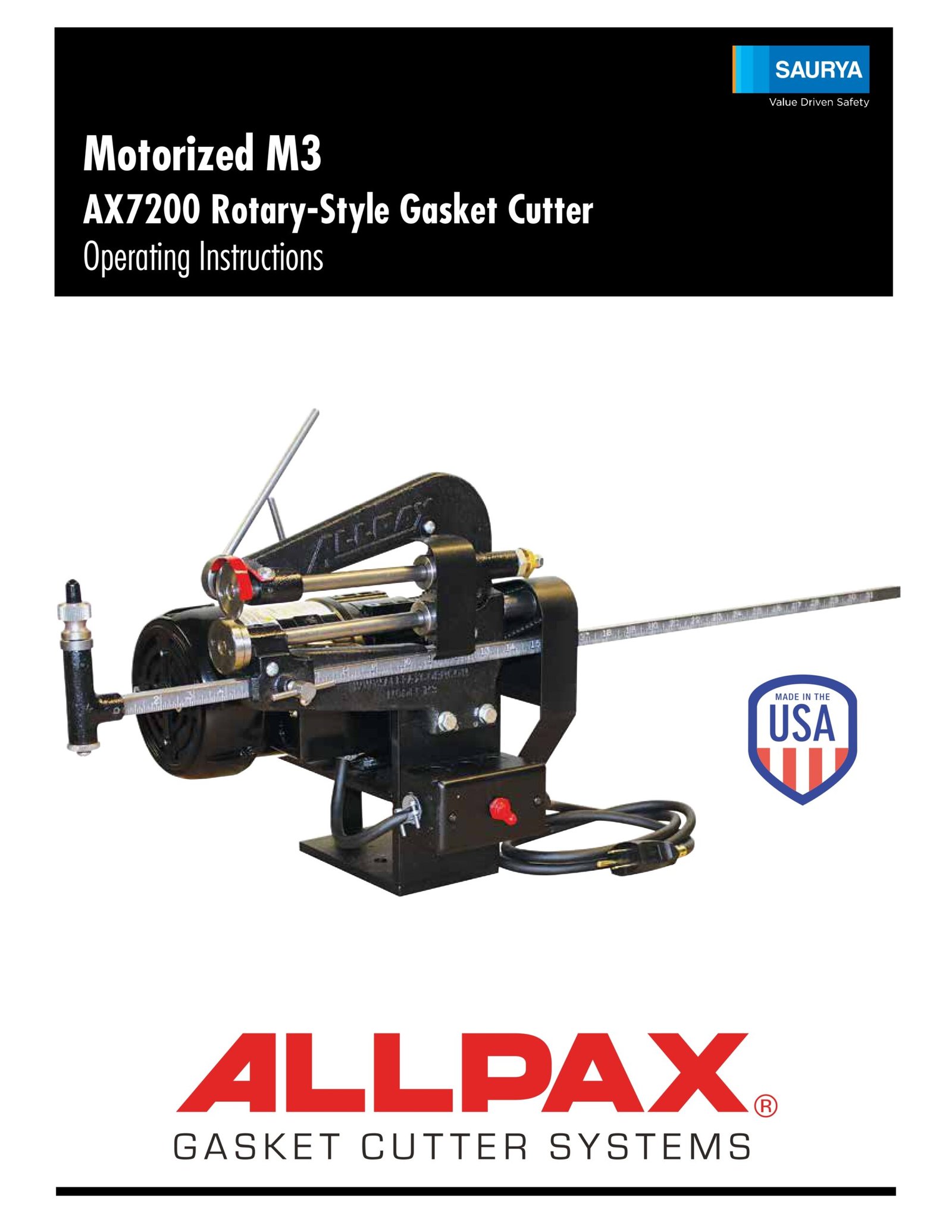 Resources Motorized M3 Rotary-style Gasket Cutter – Model No. AX7200 1