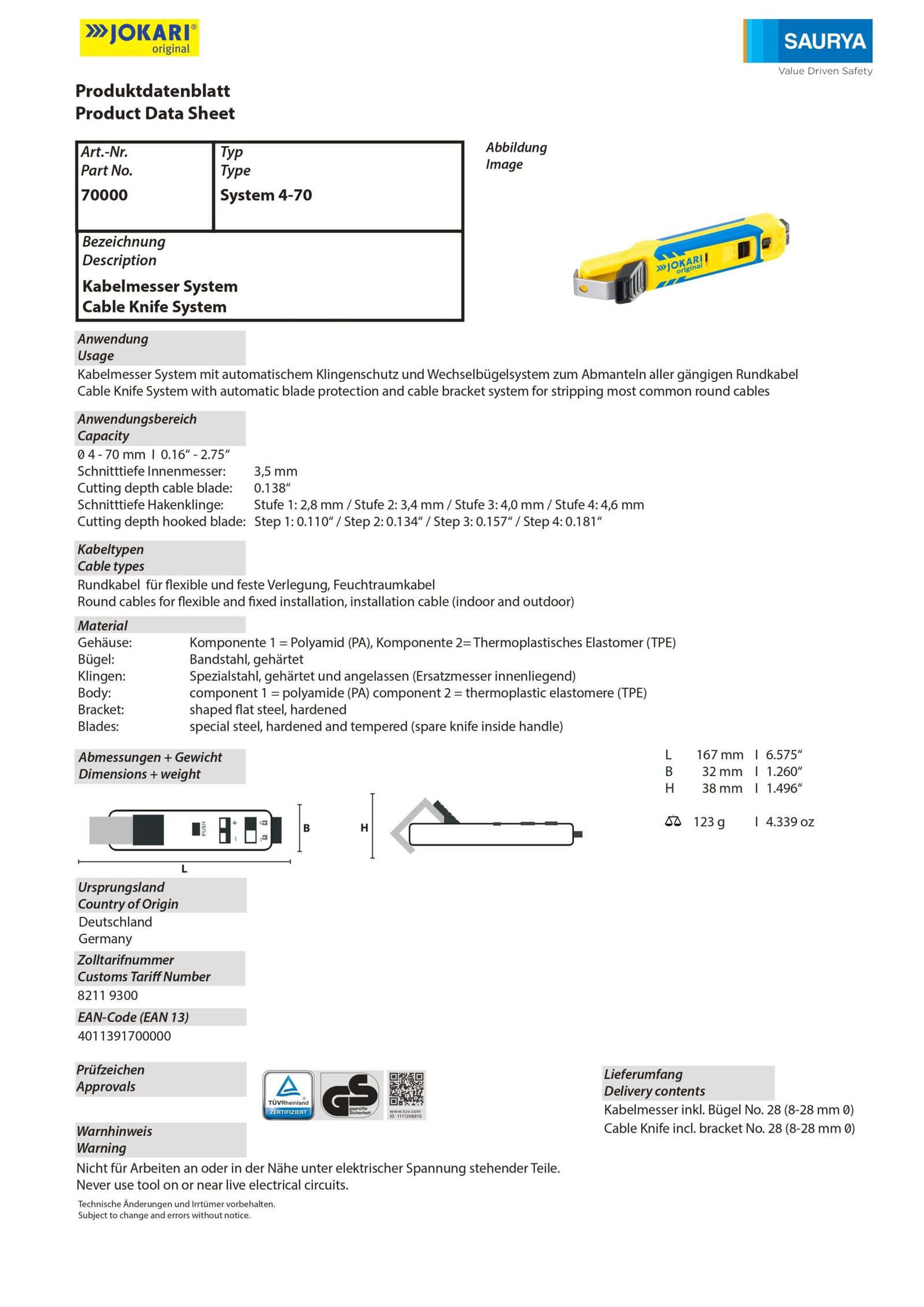 Resources Cable Knife Model No 4-70 1