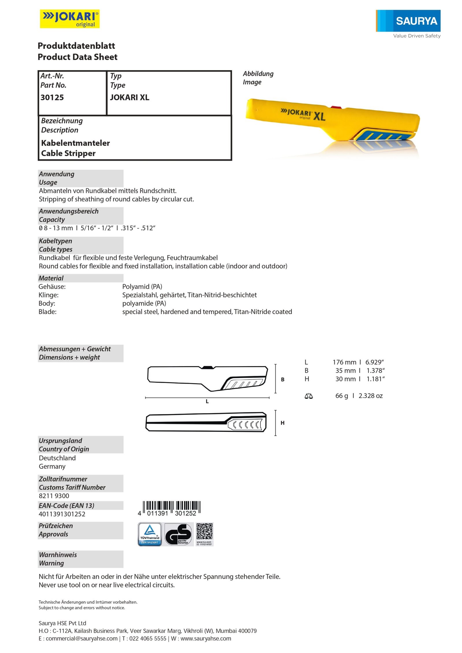 Resources Cable Stripper XL Model No 30125 2