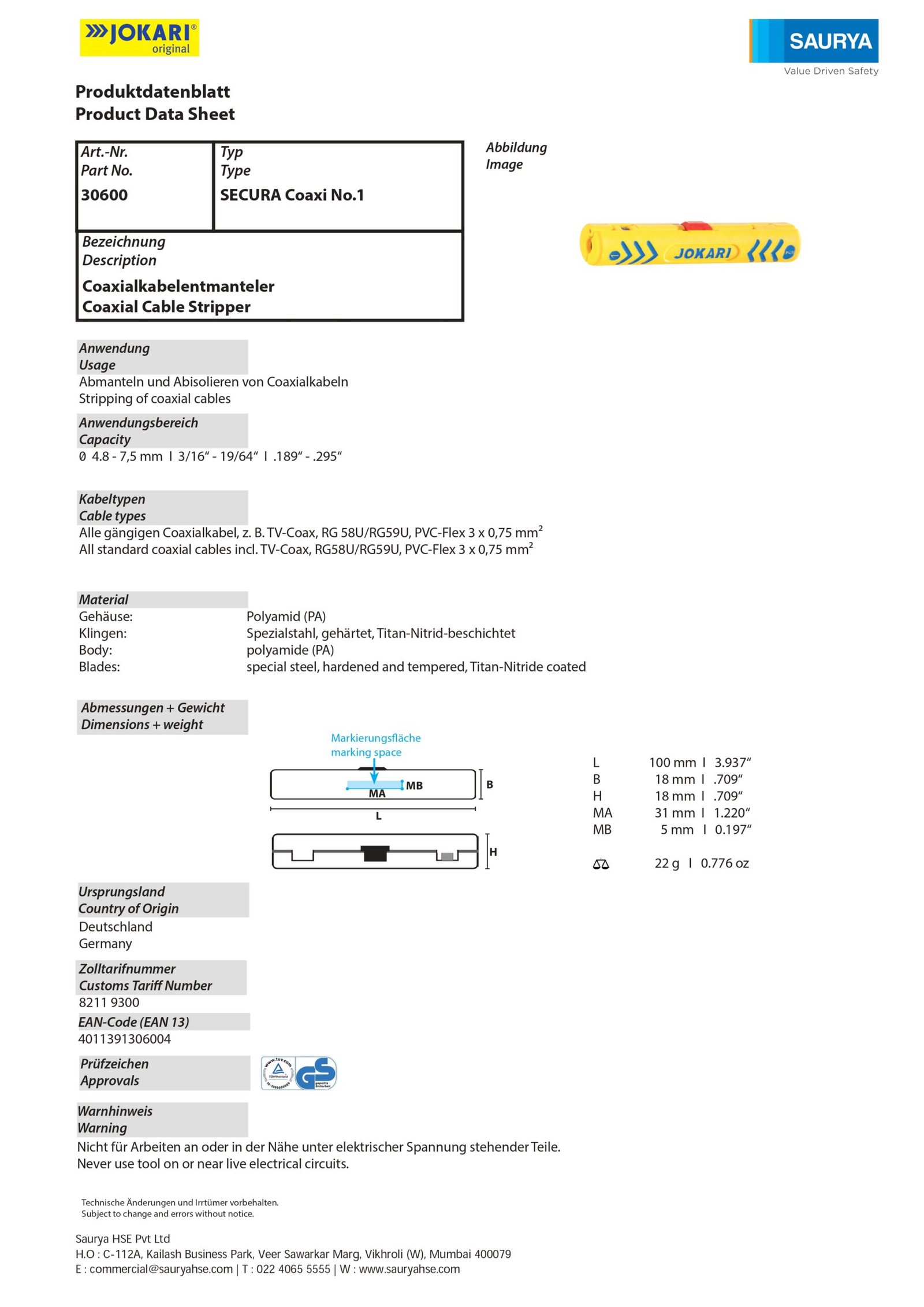 Resources Secura Coaxi 1 Model No 30600 2