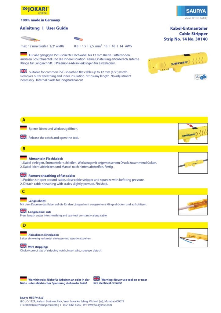 Produktbild von Jokari Flachkabel-Entmantler Nr. 14 Strip 30140 – Abisolierwerkzeug Für Kabel
